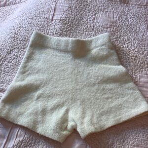 Windsor Cream High-Waist Plush Knit Shorts